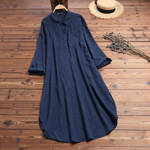 Load image into Gallery viewer, Elegant Solid Color Slit Dress Long Shirt Dress