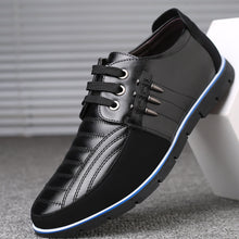 Load image into Gallery viewer, Men's Leather Shoes Korean Casual Leather Shoes First Layer Cowhide Three-color Lace Round Head Hollow Dress Youth Shoes