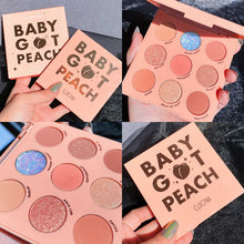 Load image into Gallery viewer, Nine-Color Fruit Eyeshadow Tray Peach Strawberry Orange Soda Honey Tray Pearl Sequins Daily Wild Net Red