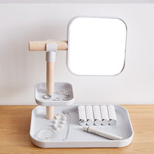 Load image into Gallery viewer, Desktop Cosmetics Storage Box Makeup Brush Lipstick Mask Skin Care Products With Mirror Dressing Table Finishing Rack