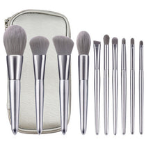 Load image into Gallery viewer, 10 moonlight silver makeup brush set