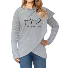 Load image into Gallery viewer, Autumn Winter Women Hoodies Sweatshirts Casual Plus Size Faith Printed Hooded Sweatshirt