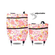 Load image into Gallery viewer, 2 in 1 Foldable Shopping Cart with Wheels Premium Oxford Fabric Multifunction Shopping Bag Organizer with High Capacity