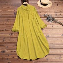 Load image into Gallery viewer, Elegant Solid Color Slit Dress Long Shirt Dress