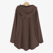 Load image into Gallery viewer, Hooded Pullover Cat Print Long Sleeved Reversible Velvet Sweater