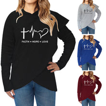 Load image into Gallery viewer, Autumn Winter Women Hoodies Sweatshirts Casual Plus Size Faith Printed Hooded Sweatshirt