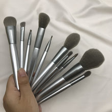 Load image into Gallery viewer, 10 moonlight silver makeup brush set
