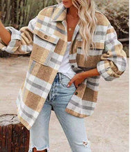 Load image into Gallery viewer, Women's Long-sleeved Loose Plaid Shirt Woolen Jacket