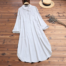 Load image into Gallery viewer, Elegant Solid Color Slit Dress Long Shirt Dress