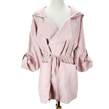 Load image into Gallery viewer, Solid color hooded trench coat