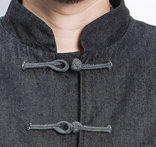 Load image into Gallery viewer, Retro Fashion Chinese Style Hanfu Denim Jacket Cheongsam Top Shirt