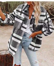 Load image into Gallery viewer, Women's Long-sleeved Loose Plaid Shirt Woolen Jacket