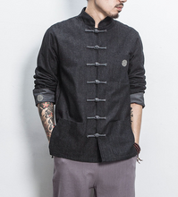 Load image into Gallery viewer, Retro Fashion Chinese Style Hanfu Denim Jacket Cheongsam Top Shirt