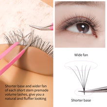 Load image into Gallery viewer, Veyes Inc Premade Fans Lashes Eyelash Extensions Veyelash 320 Fans Slim Thin Pointy Base Long Stem Soft Russian Volume Fans Lash