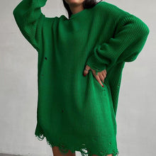 Load image into Gallery viewer, 2022 Y2K Women's Oversized Sweater Knitted Green O Neck Long Sleeve Pullover Tops Casual Party Sexy Club Sweaters Dresses Women