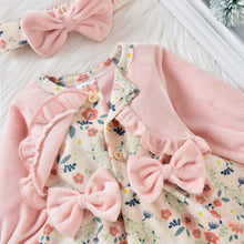 Load image into Gallery viewer, Citgeett Spring Princess Infant Baby Girls Bodysuit Dress Flowers Printed Patchwork Long Sleeve Bowknot Jumpsuits Headband