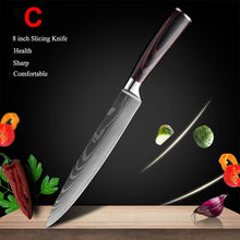 Load image into Gallery viewer, Japanese Kitchen Knives Set Laser Damascus Pattern Chef Knife Sharp Santoku Cleaver Slicing Utility Knives Tools
