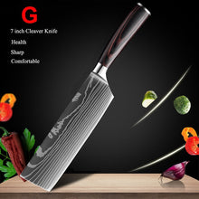 Load image into Gallery viewer, Japanese Kitchen Knives Set Laser Damascus Pattern Chef Knife Sharp Santoku Cleaver Slicing Utility Knives Tools