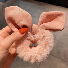 Load image into Gallery viewer, Solid Color Hair Scrunchies Women Hairband Ponytail Holder Faux Fur Rabbit Ears Hair Rope Hair Ties Cute Girls Hair Accessories