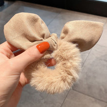 Load image into Gallery viewer, Solid Color Hair Scrunchies Women Hairband Ponytail Holder Faux Fur Rabbit Ears Hair Rope Hair Ties Cute Girls Hair Accessories