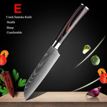 Load image into Gallery viewer, Japanese Kitchen Knives Set Laser Damascus Pattern Chef Knife Sharp Santoku Cleaver Slicing Utility Knives Tools