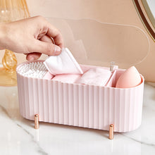 Load image into Gallery viewer, Desktop Cosmetics Storage Box Dust-proof Makeup Organizer For Cotton Pads Swabs Beauty Egg Holder Bathroom Jewelry Organizer