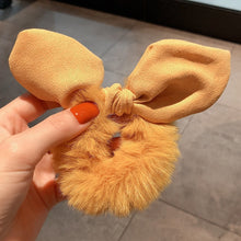 Load image into Gallery viewer, Solid Color Hair Scrunchies Women Hairband Ponytail Holder Faux Fur Rabbit Ears Hair Rope Hair Ties Cute Girls Hair Accessories