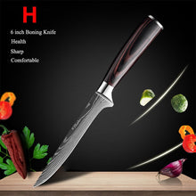 Load image into Gallery viewer, Japanese Kitchen Knives Set Laser Damascus Pattern Chef Knife Sharp Santoku Cleaver Slicing Utility Knives Tools