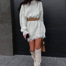 Load image into Gallery viewer, 2022 Y2K Women's Oversized Sweater Knitted Green O Neck Long Sleeve Pullover Tops Casual Party Sexy Club Sweaters Dresses Women