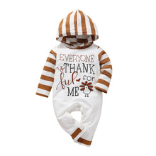 Load image into Gallery viewer, 0-18M Infant Baby Autumn Romper Long Sleeve Letter Turkey Printed Hooded Jumpsuit Clothing