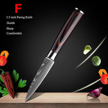 Load image into Gallery viewer, Japanese Kitchen Knives Set Laser Damascus Pattern Chef Knife Sharp Santoku Cleaver Slicing Utility Knives Tools