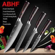 Load image into Gallery viewer, Japanese Kitchen Knives Set Laser Damascus Pattern Chef Knife Sharp Santoku Cleaver Slicing Utility Knives Tools