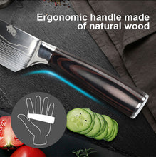 Load image into Gallery viewer, Japanese Kitchen Knives Set Laser Damascus Pattern Chef Knife Sharp Santoku Cleaver Slicing Utility Knives Tools