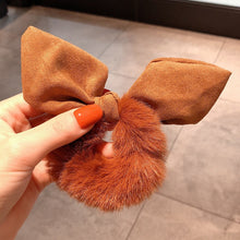 Load image into Gallery viewer, Solid Color Hair Scrunchies Women Hairband Ponytail Holder Faux Fur Rabbit Ears Hair Rope Hair Ties Cute Girls Hair Accessories