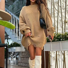 Load image into Gallery viewer, 2022 Y2K Women's Oversized Sweater Knitted Green O Neck Long Sleeve Pullover Tops Casual Party Sexy Club Sweaters Dresses Women