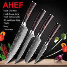 Load image into Gallery viewer, Japanese Kitchen Knives Set Laser Damascus Pattern Chef Knife Sharp Santoku Cleaver Slicing Utility Knives Tools