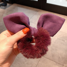 Load image into Gallery viewer, Solid Color Hair Scrunchies Women Hairband Ponytail Holder Faux Fur Rabbit Ears Hair Rope Hair Ties Cute Girls Hair Accessories