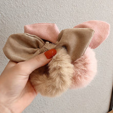 Load image into Gallery viewer, Solid Color Hair Scrunchies Women Hairband Ponytail Holder Faux Fur Rabbit Ears Hair Rope Hair Ties Cute Girls Hair Accessories