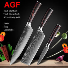 Load image into Gallery viewer, Japanese Kitchen Knives Set Laser Damascus Pattern Chef Knife Sharp Santoku Cleaver Slicing Utility Knives Tools