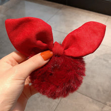 Load image into Gallery viewer, Solid Color Hair Scrunchies Women Hairband Ponytail Holder Faux Fur Rabbit Ears Hair Rope Hair Ties Cute Girls Hair Accessories