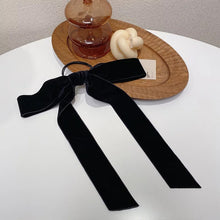 Load image into Gallery viewer, Fashion Vintage Black Velvet Bow Hair Ribbon Scrunchie for Women Girls Long Elastic Hair Tie Headwear Female Hair Accessories