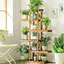 Load image into Gallery viewer, 6 Tier Wooden Plant Stand Carbonized Wood Plant Stand Holder Flower Display Stand Flower Pot Rack Bonsai Display Bench Patio She