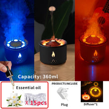 Load image into Gallery viewer, REUP Volcanic Flame Aroma Diffuser Essential Oil 360ml Portable Air Humidifier with Cute Smoke Ring Night Light Lamp Fragrance