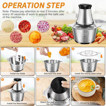 Load image into Gallery viewer, Stainless Steel Electric Meat Grinder Food Processor Chopper Kitchen Machines Vegetable Chopper Slicer Machine Household Grinder