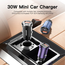 Load image into Gallery viewer, Essager 30W USB Car Charger Quick Charge4.0 QC PD 3.0 SCP 5A USB Type C Car Fast Charging For iPhone 14 13 Huawei Samsung Xiaomi