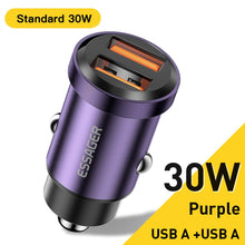 Load image into Gallery viewer, Essager 30W USB Car Charger Quick Charge4.0 QC PD 3.0 SCP 5A USB Type C Car Fast Charging For iPhone 14 13 Huawei Samsung Xiaomi