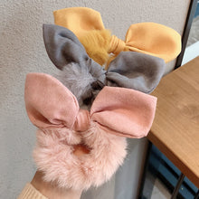 Load image into Gallery viewer, Solid Color Hair Scrunchies Women Hairband Ponytail Holder Faux Fur Rabbit Ears Hair Rope Hair Ties Cute Girls Hair Accessories