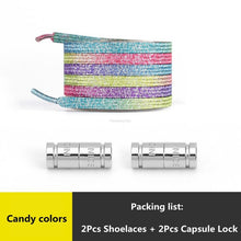 Load image into Gallery viewer, Rainbow Elastic Laces Sneaker No Tie Shoe laces New Capsule Lock Shoelaces without ties Kids Adult Quick Flat Shoelace for Shoes