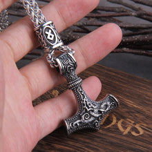 Load image into Gallery viewer, Norse Vikings Thor's Hammer Mjolnir Scandinavian Rune Amulet Necklace Stainless Steel Chain Vegvisir Anchor Pendant Male Jewelry