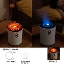 Load image into Gallery viewer, REUP Volcanic Flame Aroma Diffuser Essential Oil 360ml Portable Air Humidifier with Cute Smoke Ring Night Light Lamp Fragrance